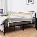 59" Extra Long Folding Breathable Baby Children Toddlers Bed Rail Guard with Safety Strap-Beige