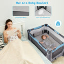 4-in-1 Convertible Portable Baby Play yard with Toys and Music Player-Blue