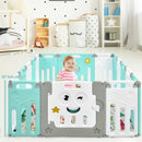 16-Panel Foldable Baby Playpen Kids Activity Centre-Green