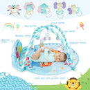 Baby Activity Play Piano Gym Mat with 5 Hanging Sensory Toys-Blue