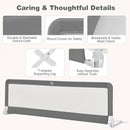 71 Inch Extra Long Swing Down Bed Guardrail with Safety Straps-Gray