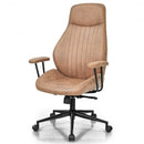 High Back Ergonomic Office Chair with Suede Fabric-Brown