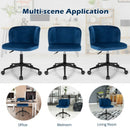 Armless Adjustable Swivel Velvet Home Office Leisure Vanity Chair-Blue