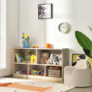 Kids 2-Shelf Bookcase 5-Cube Wood Toy Storage Cabinet Organizer-Natural
