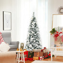 Snow Flocked Christmas Pencil Tree with Berries and Poinsettia Flowers-6 ft