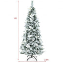 Pre-lit Snow Flocked Christmas Tree with Berries and Poinsettia Flowers-6'