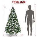 Pre-lit Snow Flocked Christmas Tree with Red Berries and LED Lights