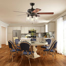 52" Ceiling Fan Light with Pull Chain and 5 Bronze Finished Reversible Blades