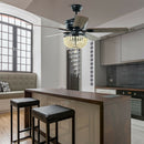 52" Retro Ceiling Fan Light with Reversible Blades Remote Control-Black