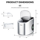 2.2 L Portable Ice Cube Maker with Bullet Shaped Ice Cube-Silver Gray