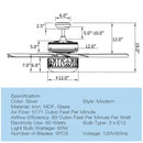 52" Ceiling Fan with Light Reversible Blade and Adjustable Speed-Silver
