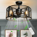 5 Blades Enclosed Ceiling Fan with Light and Remote Control-Black