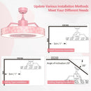 23" Ceiling Fan with LED Light and Remote Control-Pink