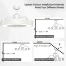 23" Ceiling Fan with LED Light and Remote Control-White