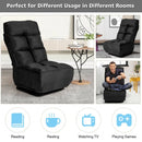Swivel Folding Floor Gaming Chair with 6 Adjustable Positions  and Metal Base-Black