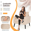 Modern Tufted Accent Chair w- Rubber Wood Legs-Beige