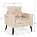 Modern Tufted Accent Chair w- Rubber Wood Legs-Beige