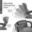 14-Position Floor Chair Lazy Sofa with Adjustable Back Headrest Waist-Gray