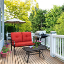 2 Pcs Patio Outdoor Cushioned Coffee Table Seat-Red