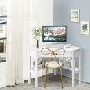 Corner Wooden PC Laptop Computer Desk-White