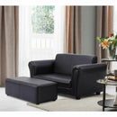 Black-White Kids Double Sofa with Ottoman-Black