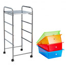 4-Drawer Cart Storage Bin Organizer Rolling with Plastic Drawers-Transparent Multicolor