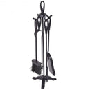 5 Pieces Rustic Heavy Duty Compact Wrought Iron Fireplace Tools Set