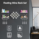 Set of 5 Wall Mount Wine Rack Set w- Storage Shelves-White