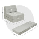 Tri-Fold Folding Chair Convertible Sleeper Bed -Gray