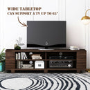 59" Console Storage Entertainment Media Wood TV Stand-Walnut