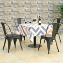 4 pcs Tolix Style Metal Dining Side Chair Stackable Wood Seat-Black