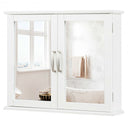 2-Tier Bathroom Wall-Mounted Mirror Storage Cabinet with Handles