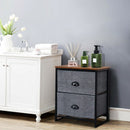Metal Frame Nightstand Side Table Storage with 2 Drawers-Black