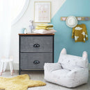 Metal Frame Nightstand Side Table Storage with 2 Drawers-Black