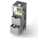 Bathroom Wooden Floor Cabinet Multifunction Storage Rack Stand Organizer-Gray