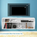48.5" 2 Tier Modern Wall Mounted Hanging Floating Shelf-White