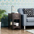 Contemporary Chair Side End Table Compact Table with Drawer Nightstand-Coffee