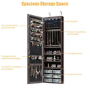 5 LEDs Jewelry Armoire Wall Mounted - Door Hanging Mirror-Coffee