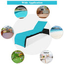 Patio Rattan Lounge Chair Back Adjustable Chaise Recliner  with Cushioned-Turquoise