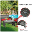 4PCS Patio Rattan Furniture Set-Red