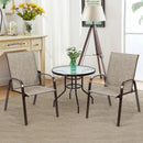 2 Pcs Patio Chairs Outdoor Dining Chair with Armrest-Gray