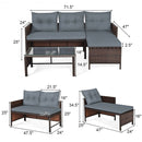 3 Piece Patio Wicker Rattan Sofa Set-Gray