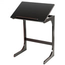 Adjustable C-Shape Couch End Table wth Tilting Top-Brown