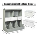 Freestanding Combo Cubby Bin Storage Organizer Unit W-3 Baskets-Gray