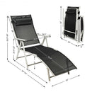 Outdoor Lightweight Folding Chaise Lounge Chair-Black