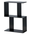 2-Tier Wooden S Shaped Standing Display Storage Shelves Bookcase for Home Office