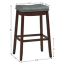 29”Set of 2 Nailhead Saddle Bar Stools -Coffee