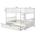 Full over Full Bunk Bed Platform Wood Bed