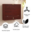 Wall Mounted Folding Laptop Desk Hideaway Storage with Drawer-Brown