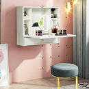 Wall Mounted Folding Laptop Desk Hideaway Storage with Drawer-White